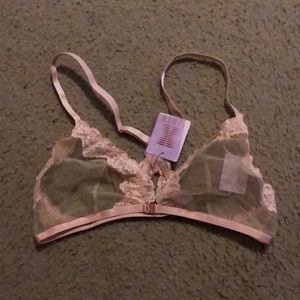 See through pink mesh no wire Bralette